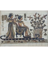 Egyptian Pharaoh King Tut &amp; Queen on River Nile Egypt Kemet Papyrus Art ... - $148.49