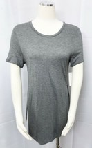 Aritzia Wilfred Tunic Short Sleeve T Shirt Gray Stretch Capucine Hi Lo sz Small - £14.72 GBP