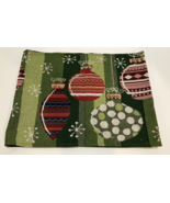 Table Runner Christmas Green Red White Ornaments Tapestry Woven 70 x 13 ... - $11.83