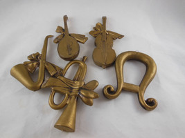 Musical Instrument shaped Golden 5 pcs Christmas Ornaments 4.5&quot; X 5&quot; ola... - $6.92