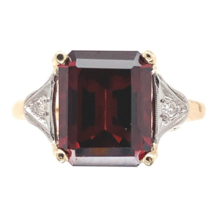 10k Yellow Gold 3.86 Carat Emerald Cut Genuine Natural Garnet Ring (#J6554) - £539.07 GBP