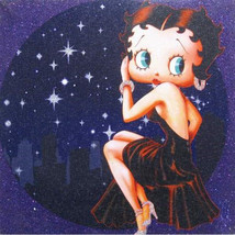 Betty Boop Figure Sitting Starry Night 8 x 8 Glitter Stretch Canvas Wall Art NEW - £11.58 GBP