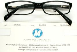 NEW MODERN OPTICAL BRAVE BLACK EYEGLASSES GLASSES PLASTIC FRAME 52-15-140mm - $272.41 MXN