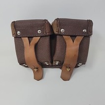 Vintage Brown Pebbled Leather Military Double Ammo Mag Cartridge Pouch 1958 - £18.85 GBP
