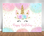 Rainbow Unicorn Backdrop Happy Birthday Party Decorations for Girls Wate... - $18.19