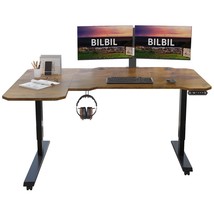 L-Shaped Electric Height Adjustable Standing Desk 59 Inches, Stand Up Rising Tab - £251.78 GBP