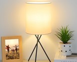 Bedside Table Lamp With Black Metal Base, Modern Small Desk Lamp, Nights... - $31.99