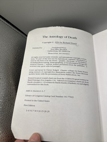 The ASTROLOGY OF DEATH - Richard HOUCK (1994) -vintage PB First Edition Used Item image 10