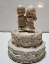 1981 Precious Moments The Lord Bless You and Keep You Wedding Cake Music Box  - $37.06