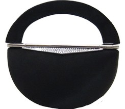 Anthony David Black Satin Top Handle Evening Bag with Silver Metal - £28.62 GBP