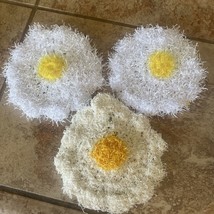 Handmade Dish Scrubbies /Set of Three - Daisy flowers or fried egg - $5.00