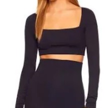 Susana Monaco Square Neck Long Sleeve Crop Top In Chocolate Brown $108 S... - $39.59