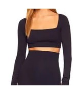 Susana Monaco Square Neck Long Sleeve Crop Top In Chocolate Brown $108 S... - €34,22 EUR