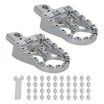 Silver CNC Wide Fat Foot Pegs MX Style Footpegs For Harley Dyna Sportste... - £22.70 GBP