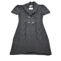 Decree Sweater Womens S Gray Cardigan Short Sleeve Button Cable Knit Acrylic - £23.38 GBP