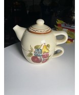 &quot;HOME&quot; AROUND THE ORCHARD STACKABLE CERAMIC TEAPOT &amp; CUP   FOR ONE FRUIT - $14.19 CAD