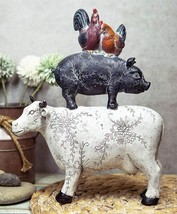 Ebros Animal Farm Barnyard Stacked Resin Figurine Statue (Cow/Pig/Chicken) 12&quot;L - £34.00 GBP