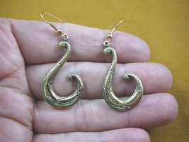 EE-770-16) small Maori style curved swirl dot pattern EARRINGS gold dangle brass - £8.84 GBP