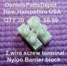 x20 Union Block 2 Wire 2PIN 10A Nylon Tined Brass Connector Terminal Barrier Usa - $6.99