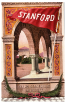 Leland Stanford University Flag Architecture Vintage California Postcard - £7.43 GBP