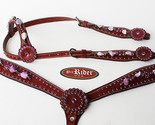 Show Tack Bridle Horse Western Leather Headstall Breast Collar Purple  8302 - $98.99