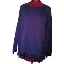 Sail To Sable STS Sweater Blue Women Flattered In Fringe Long Sleeve Siz... - $146.52