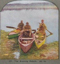 Vtg Stereoview Hunting in the West - the Evening Return &quot;All in&quot; - Boats Game - £14.25 GBP