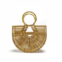 INS Hot Straw Woven Half Round Bag ed Out Bamboo Basket Bag  Hand Bag Clutch Bag - £141.49 GBP