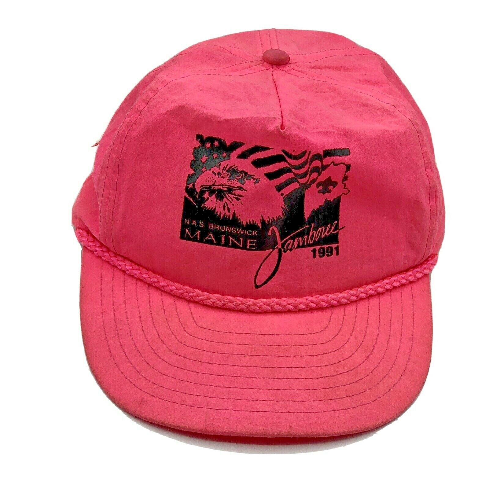 1991 Naval Air Station Brunswick Maine Jamboree Pink Adjustable Hat Boy ... - $15.83