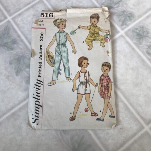 Primary image for Simplicity #2516 Child's Romper Jumpsuit 2 lengths Size 4 Sleeveless & Short Slv