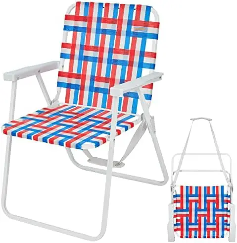 Lightweight Webbing Beach Chair Folding Webbed Beach Chairs with Backpack Strap - £62.78 GBP+