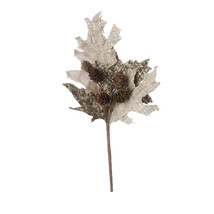 Fall Floral Artificial Fall Pick With Leaves And Pine Cones Natural With... - $18.94