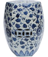 Garden Stool Grape Vines Vase Backless Hexagonal Blue Colors May Vary White - £405.77 GBP