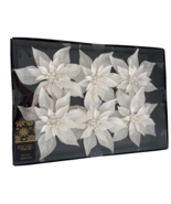 Rachel Roy Christmas Tree Clips White Poinsettia Flowers Set of 6 Holiday - $58.77