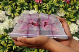 Pink Banded Agate Bookends from Brazil (4.05 lbs) - £157.45 GBP