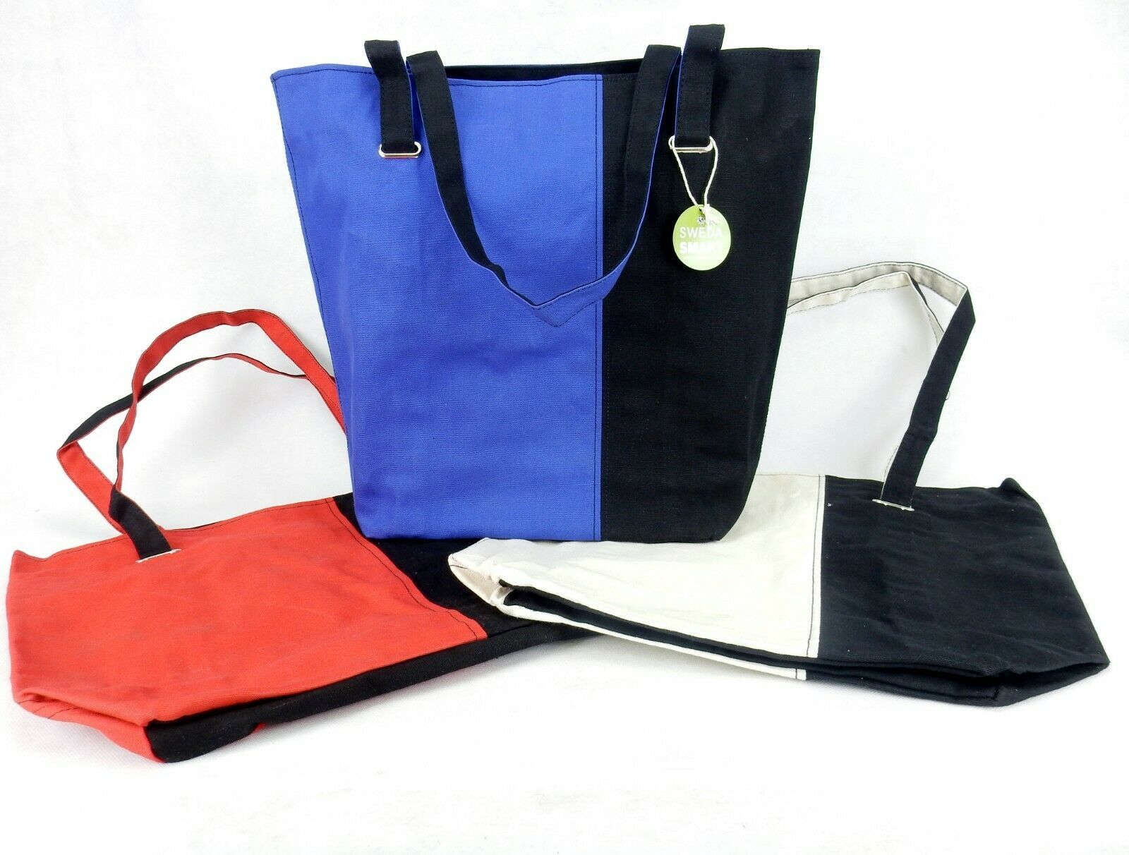 Mod 2-Tone Cotton Canvas Tote Bag, 12 x 15, Key Strap, Choice of Colors,... - $12.95