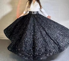 Women Black Party Skirt Wedding Custom Plus Size Black Tulle Maxi Skirt Gowns image 3