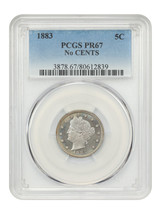 1883 5C PCGS PR67 (No CENTS) - $1,782.38