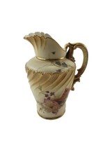 Antique Royal Worcester Pitcher Jug Creamer Ivory Hand Painted Flowers 1652 - £76.20 GBP