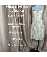 Nicole Miller Collection Spring Yellow, White Silver Floral Sparkle Prin... - £43.58 GBP