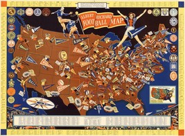 12289.Decor Poster.Vintage Interior wall design.1939 Football teams fun map - $17.10+