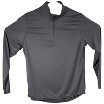 Womens Gray Long Sleeve 1/4 Zip Sweatshirt Shirt Medium Blank Plain Perf... - $17.53
