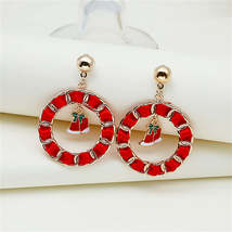 Red Enamel &amp; Polyster 18K Gold-Plated Bell Curb Chain Circle Drop Earrings - £10.38 GBP