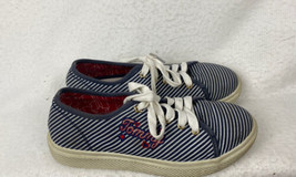 Tommy Hilfiger Glam Bonnie Striped Blue White Sneakers  Shoes girls Size 4 - £7.98 GBP