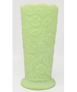 Uranium Signed Fenton Burmese Custard Glass Peacock Garden Floral Scallo... - €117,89 EUR