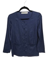 Linen Life Handmade Custom Dress Navy Blue Boxy Cardigan Jacket - $34.99