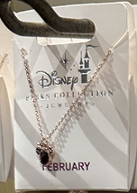 Disney Parks Minnie Mouse Faux  Amethyst February Birthstone Necklace Gold Color image 3