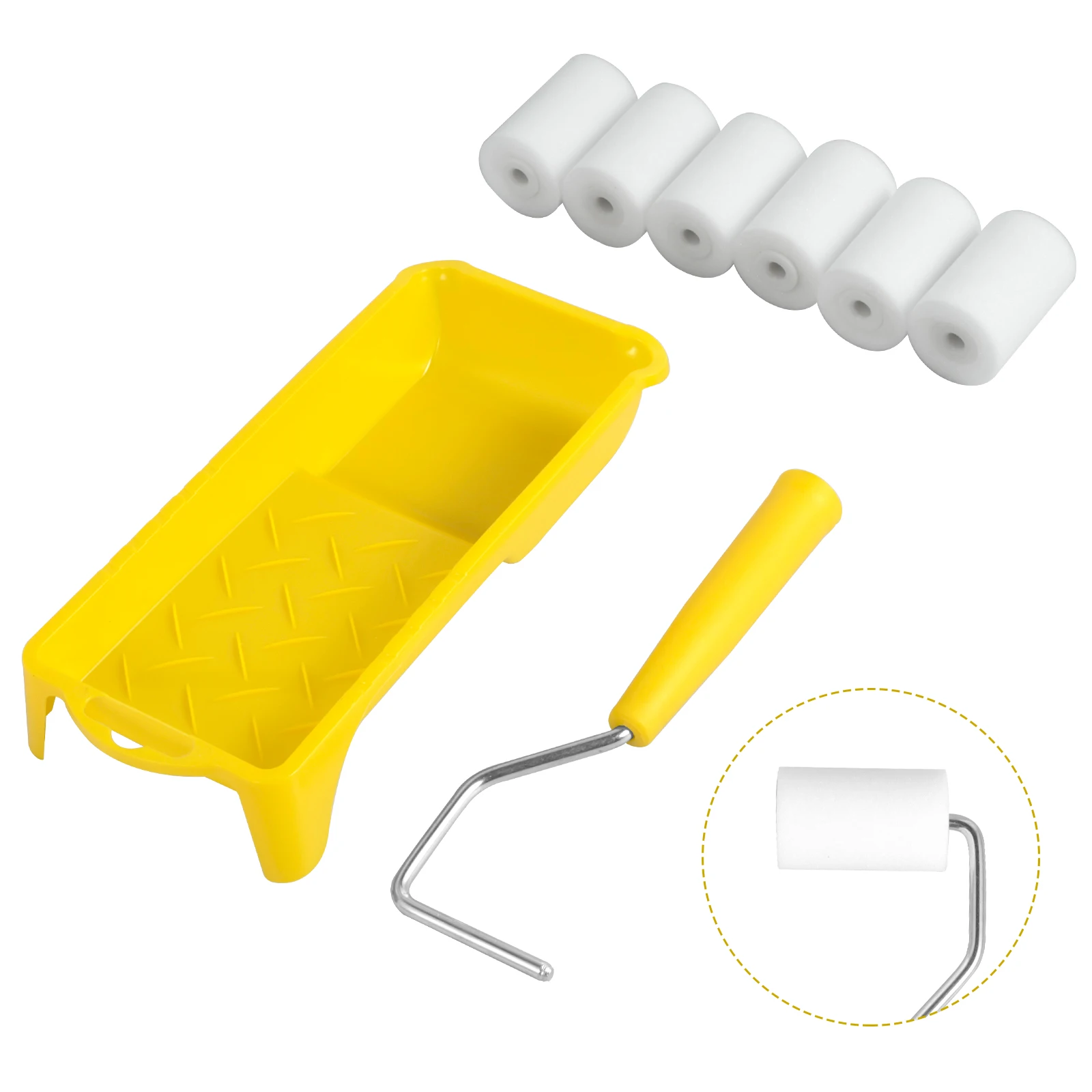 New 8Pcs Paint Roller Set 2inch Mini Foam Paint Roller with Handle and Paint Tra - £50.09 GBP