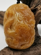 Icy Ice Yellow 100% Natural Burma Jadeite Jade Dragon Pendant # 125.85 carat # - £3,656.60 GBP