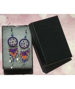Earrings, Purple Dream Catcher, Dangle, Native American, Fish hook ear w... - $16.79